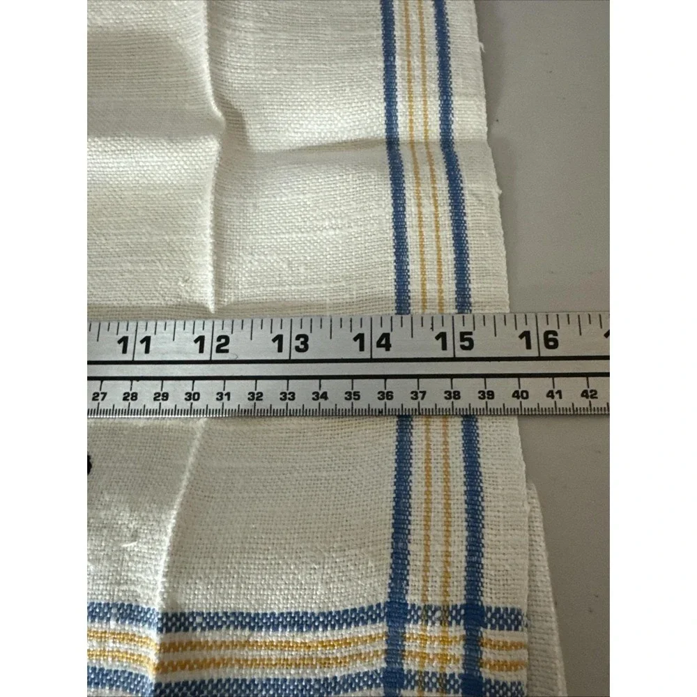 Embroidered KITCHEN TOWELS Set Of 2 Linen SILVER W Babies And Flatware